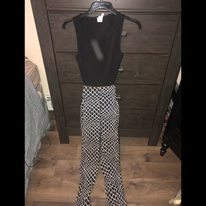 Black Patterned Jump Suite